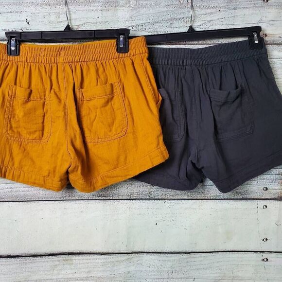 Old Navy Women’s Linen Blend Pull-On Shorts Size Small Mustard & Charcoal - Picture 4 of 10
